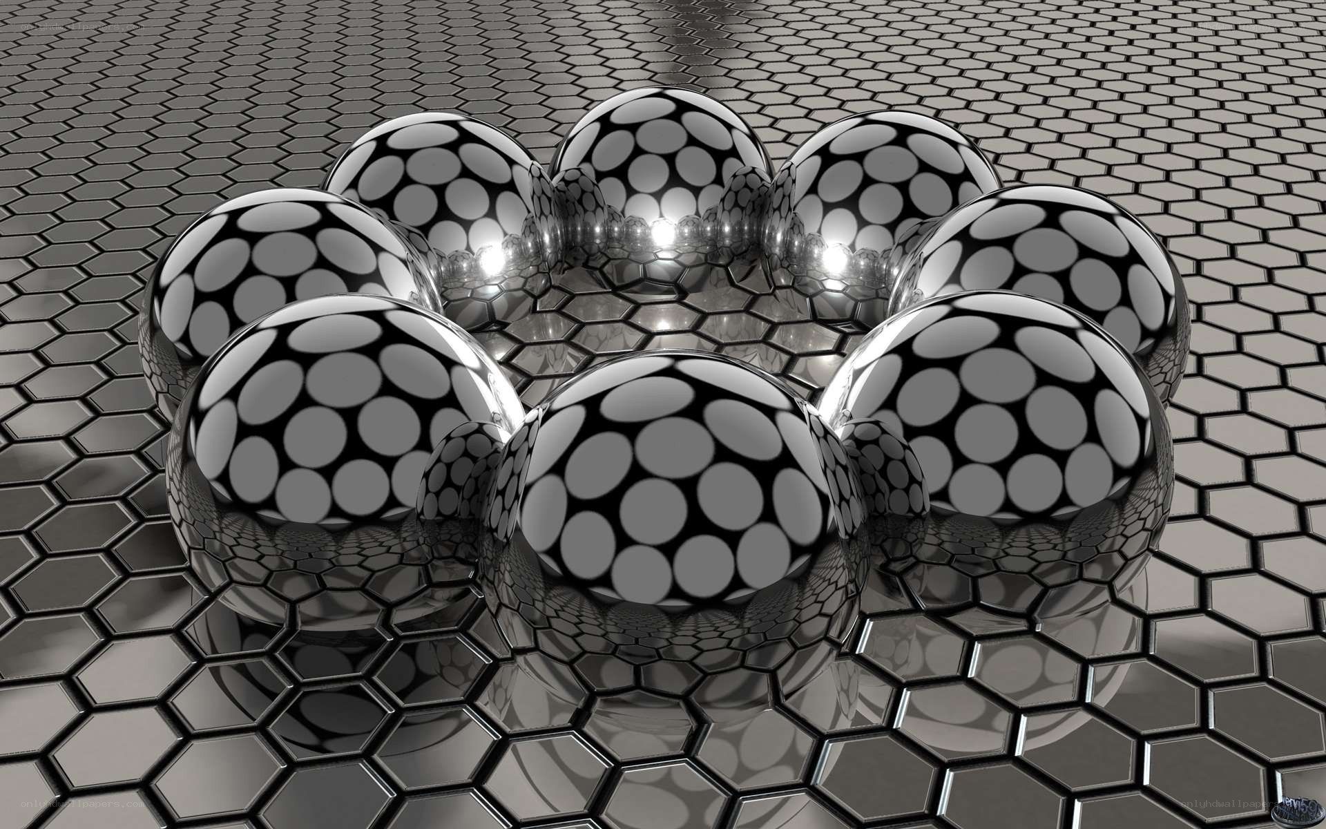 spheres on hexagonal grid