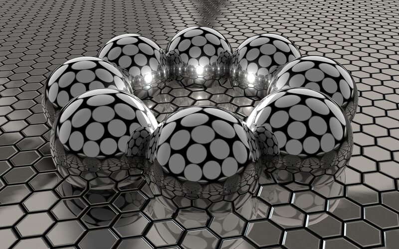 Spheres on Hexagonal Surface — Gray