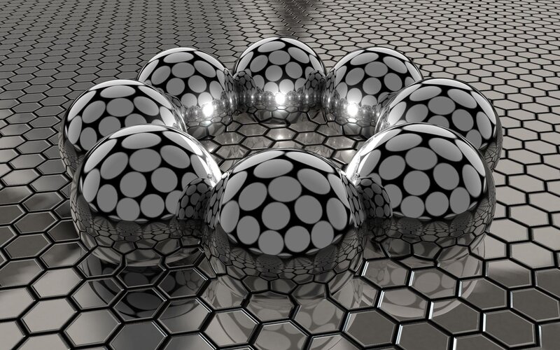 spheres on hexagonal surface