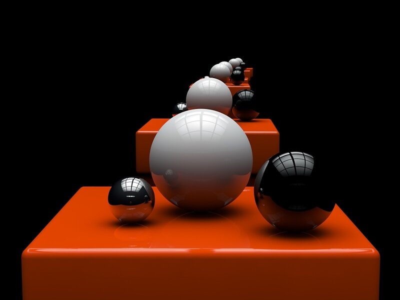 Spheres on Orange Platforms — Minimalist
