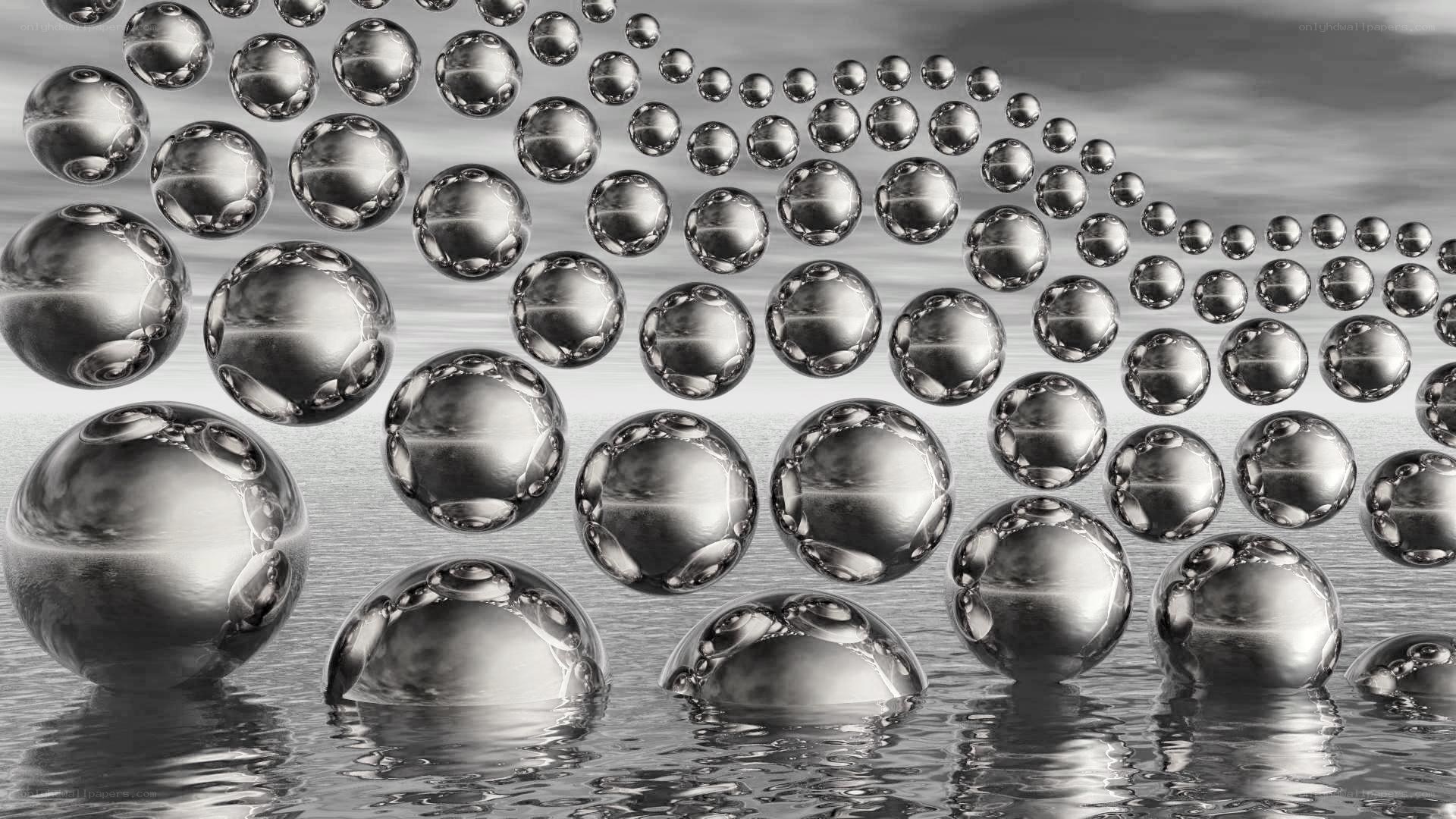 Spheres on water surface