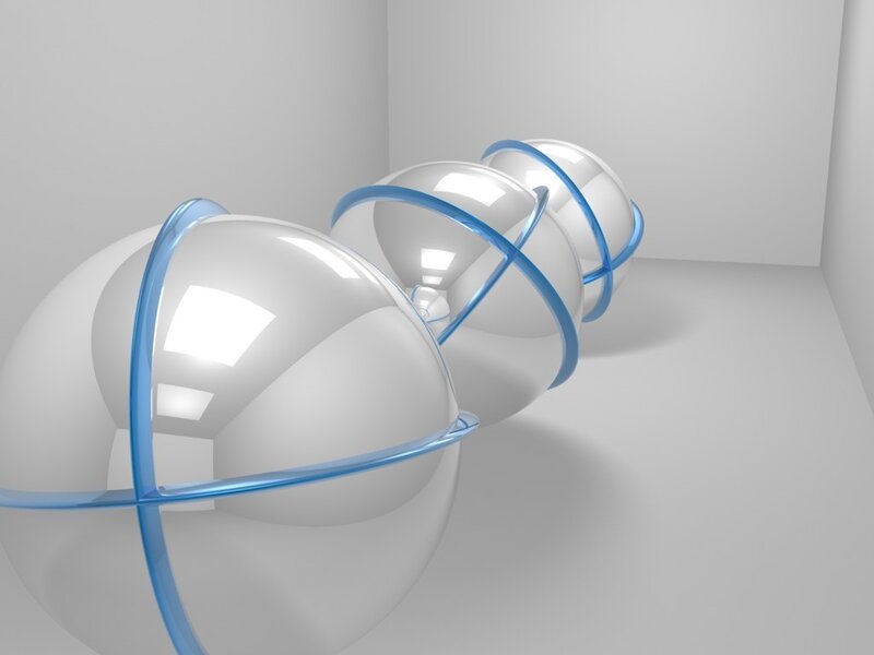 Spheres with blue rings