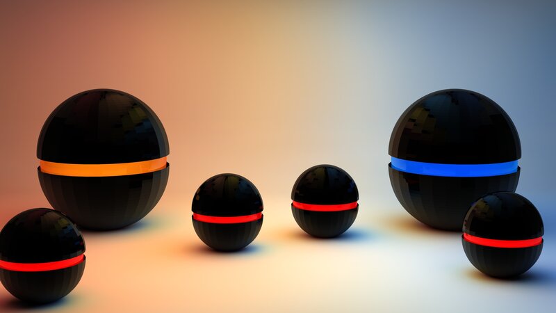 spheres with glowing bands