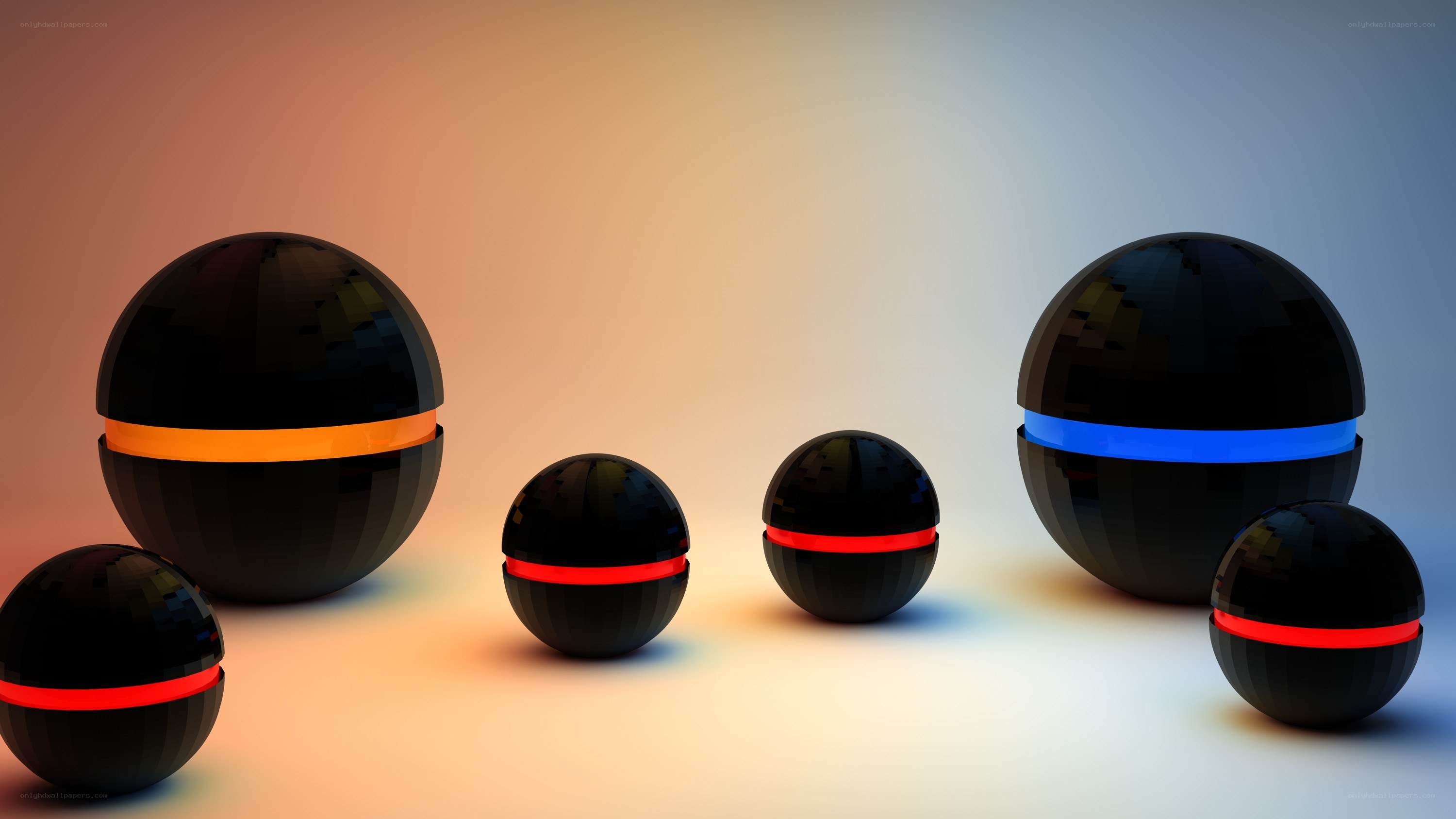 spheres with glowing bands