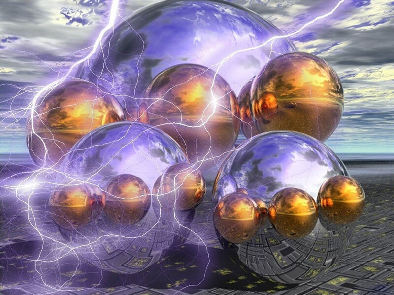 spheres with lightning storm