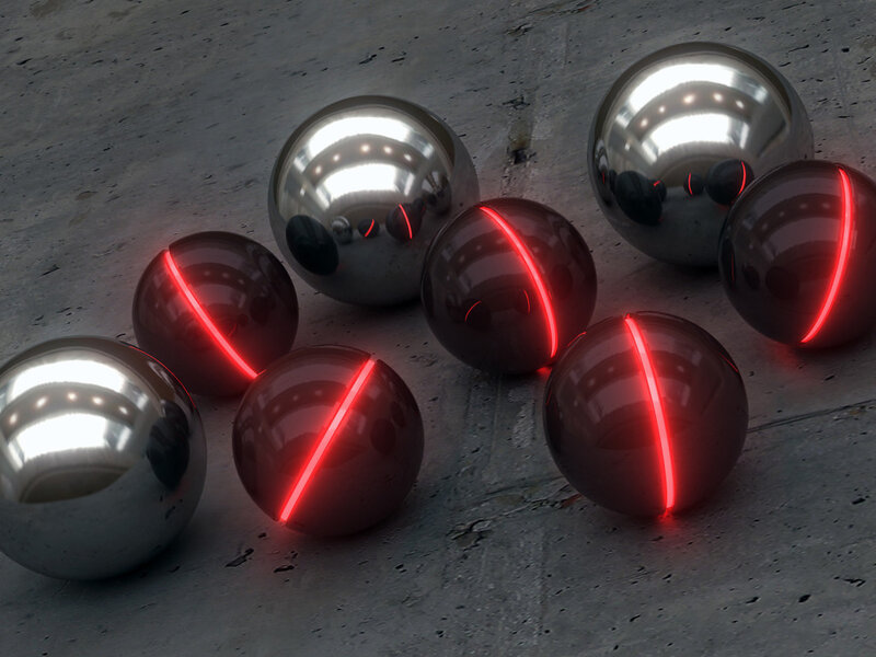 Spheres with Red Lights