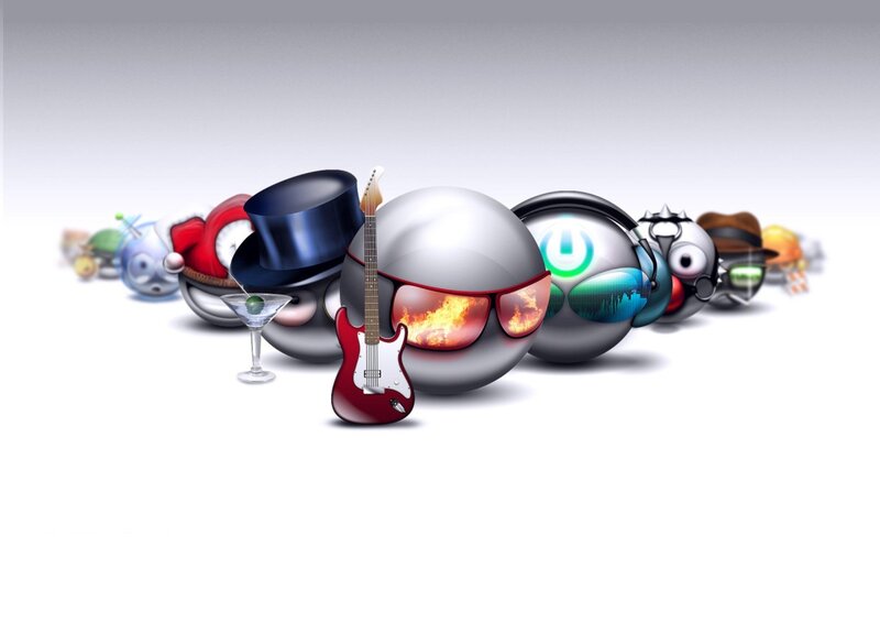 Spherical Characters with Accessories — Silver
