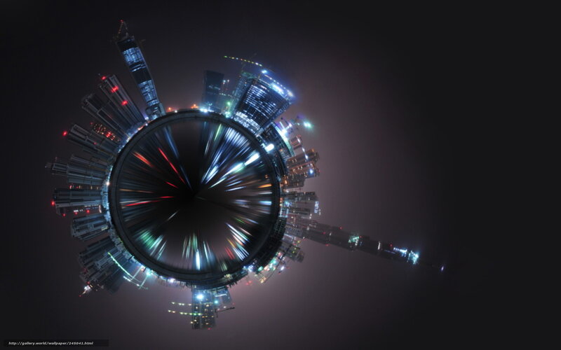 spherical cityscape at night