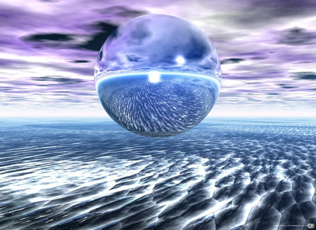 Spherical crystal over ocean