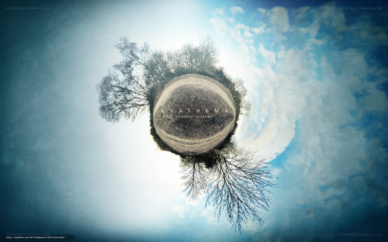 Spherical landscape with trees