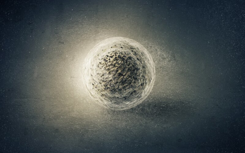 spherical object in dark space
