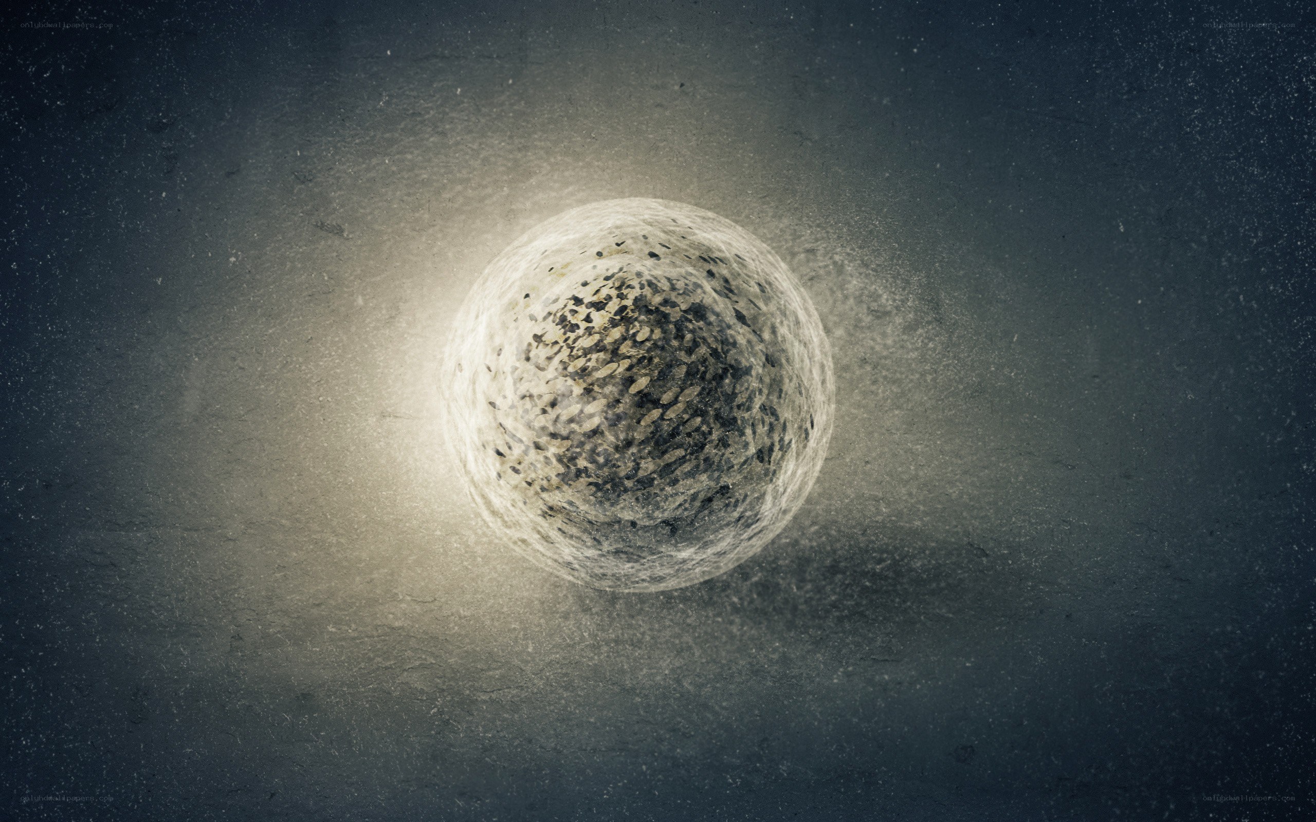 spherical object in dark space