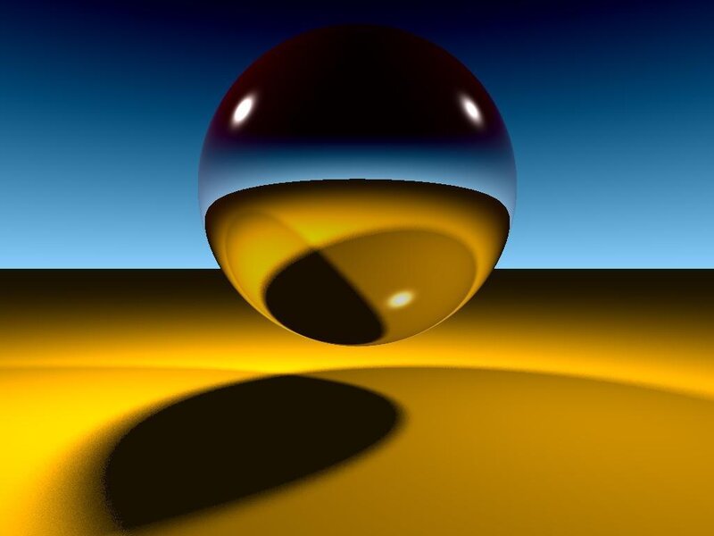 Spherical object on a reflective surface
