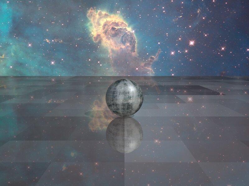 Spherical Object on Reflective Surface