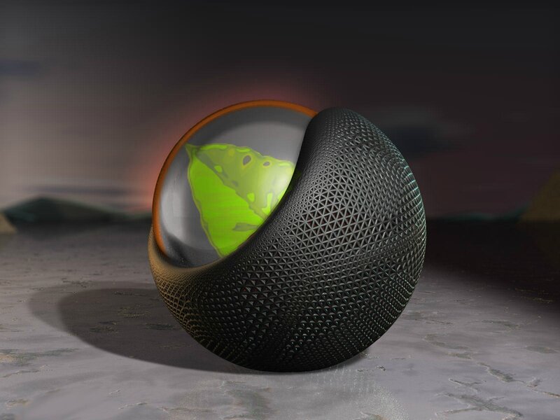Spherical Object with Green Core