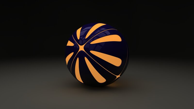 Spherical Object with Orange Patterns