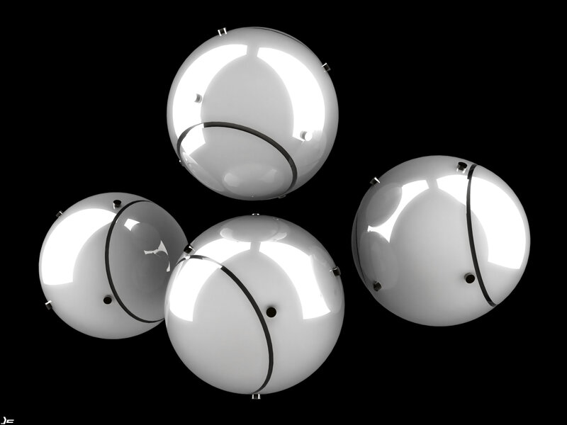 spherical objects on black background