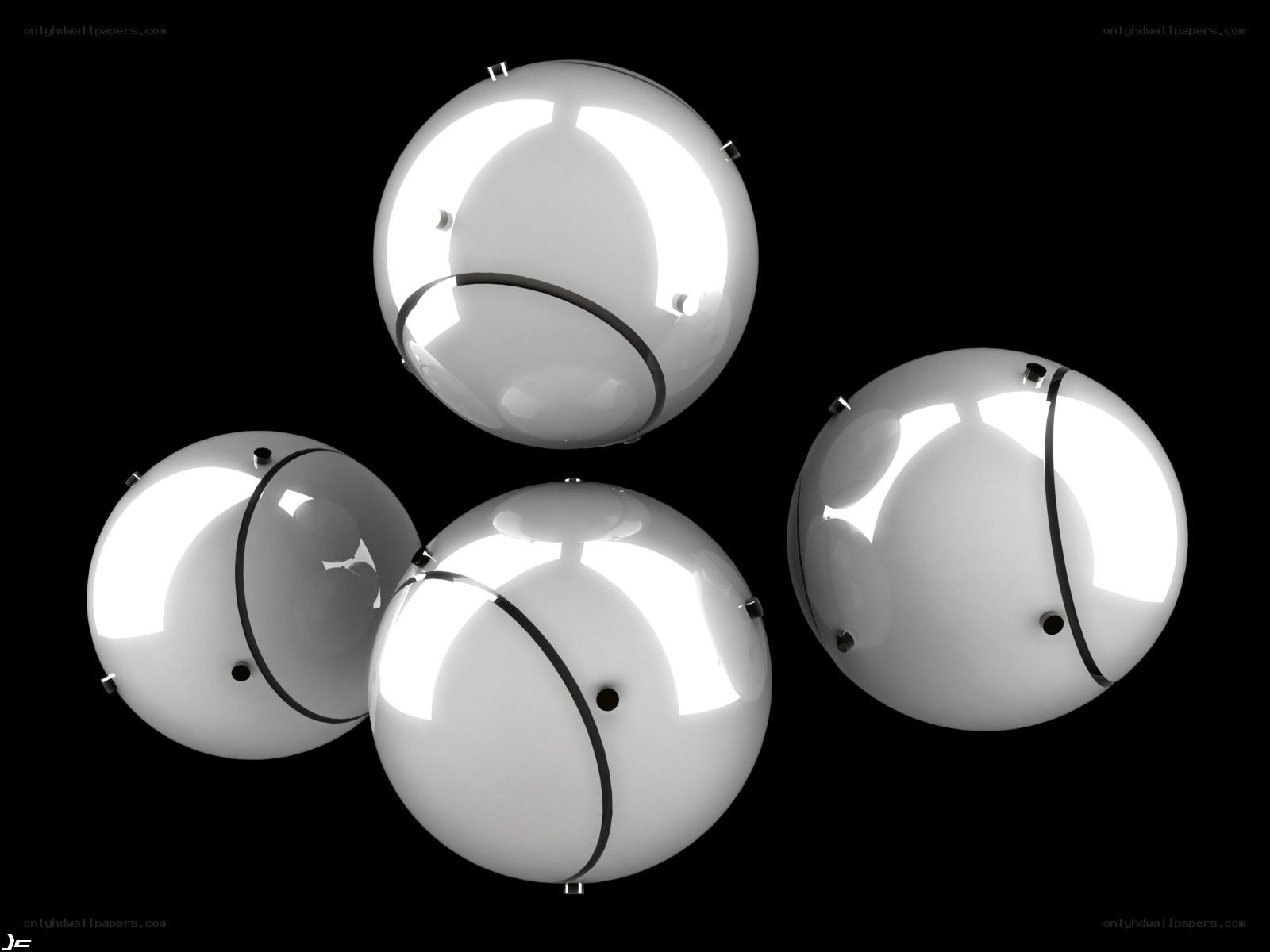 spherical objects on black background