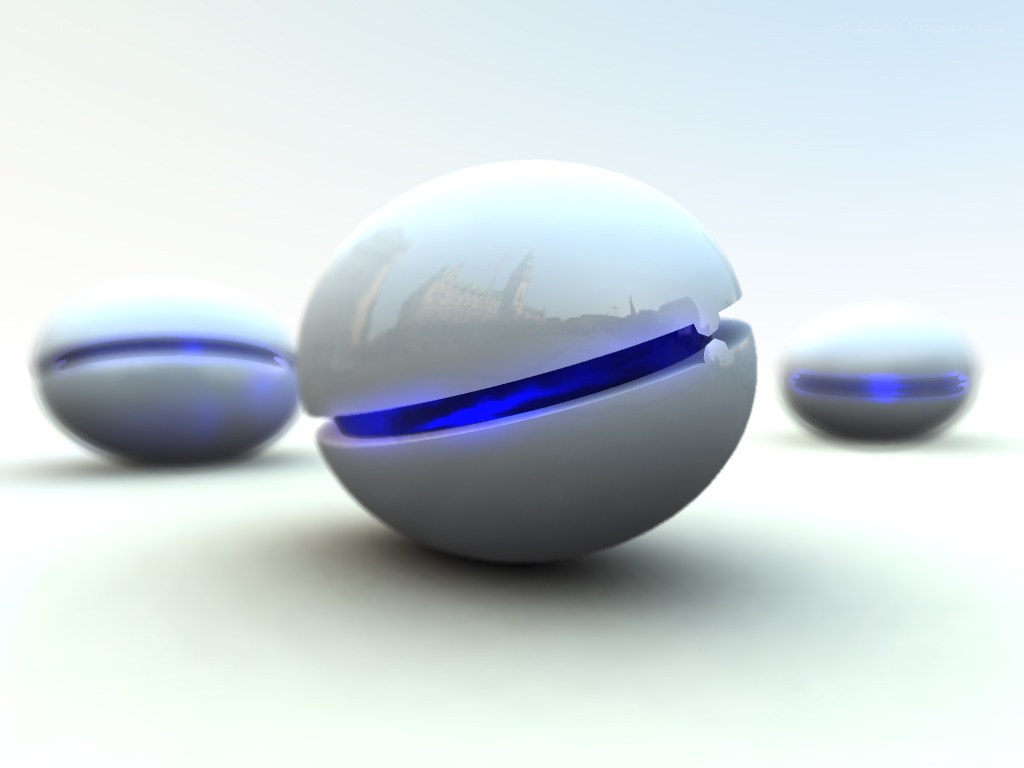 spherical objects with blue light