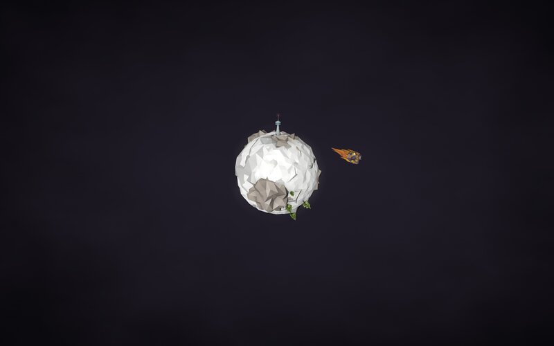 Spherical Planet with Spaceship