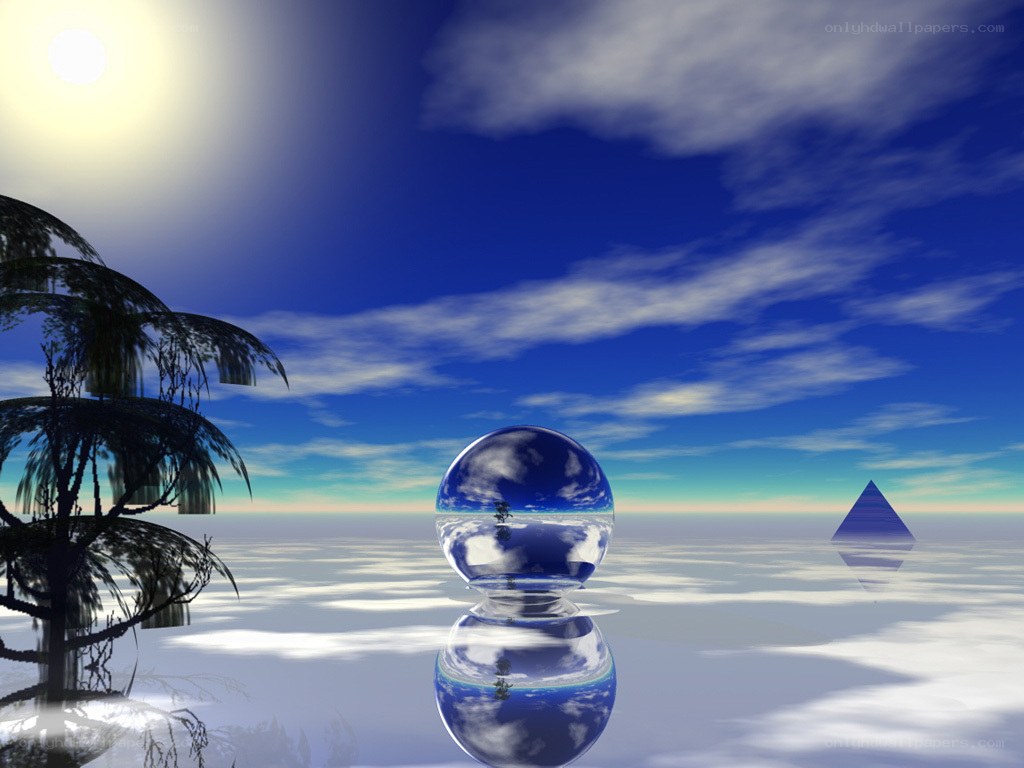 Spherical reflection of a tropical scene