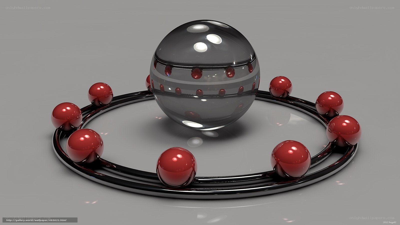 Spherical ring with red orbs