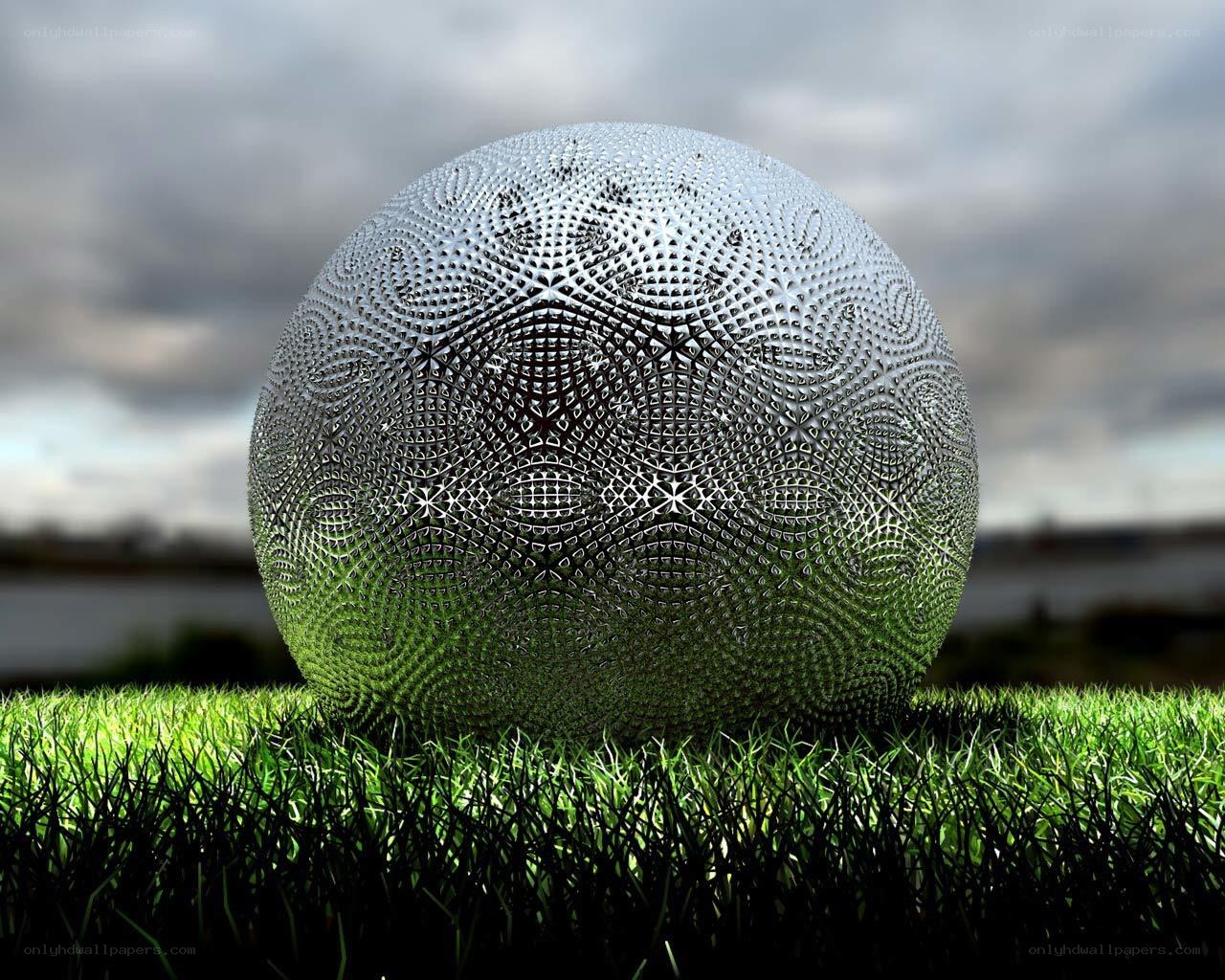 Spherical sculpture on grass