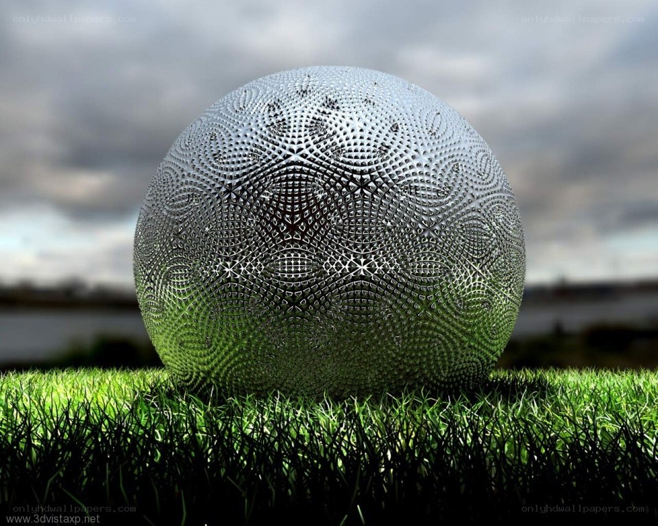 Spherical sculpture on grass