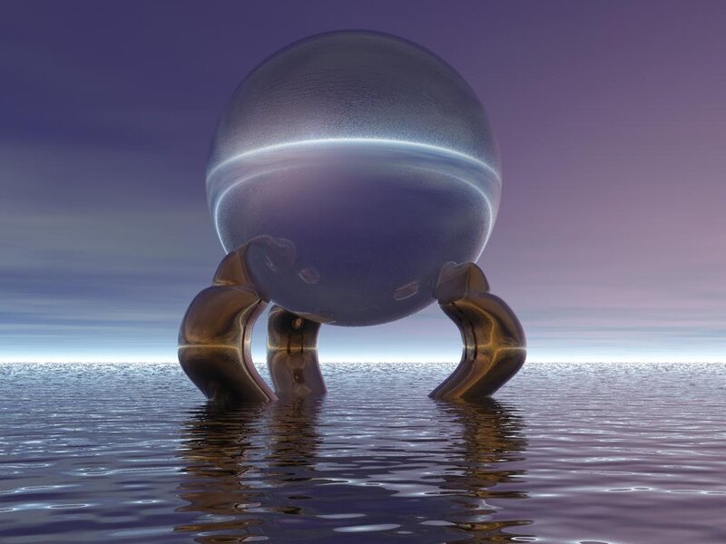Spherical sculpture on water