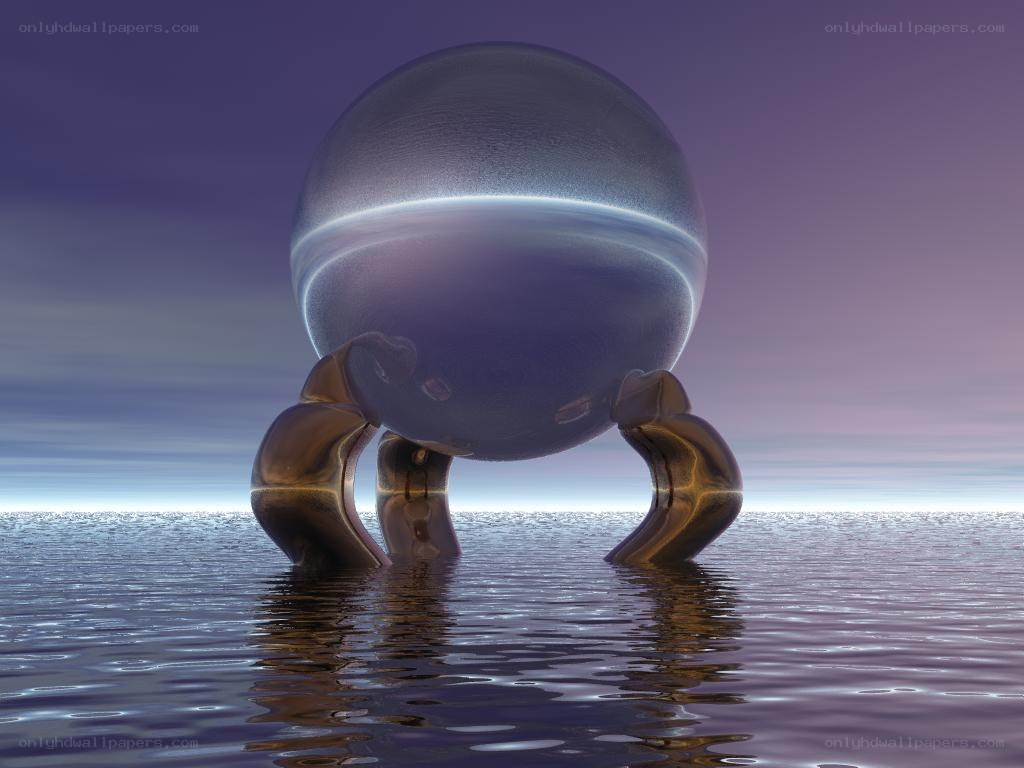 Spherical sculpture on water