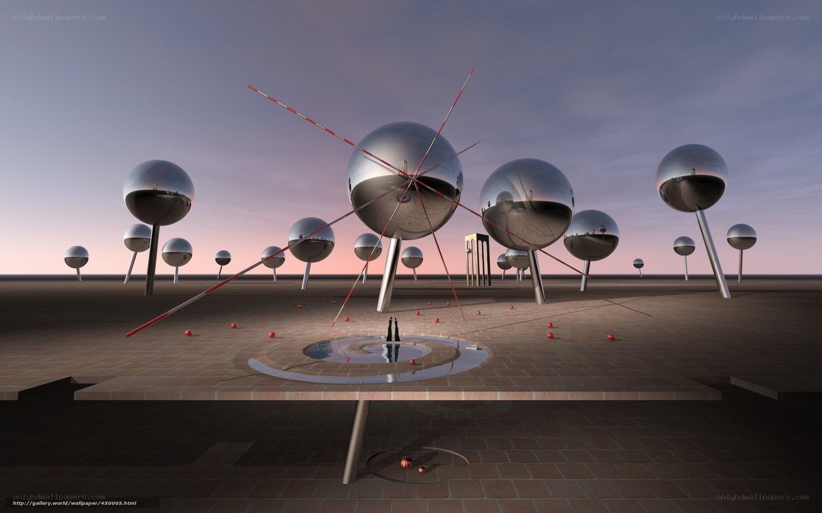 Spherical sculptures in desert