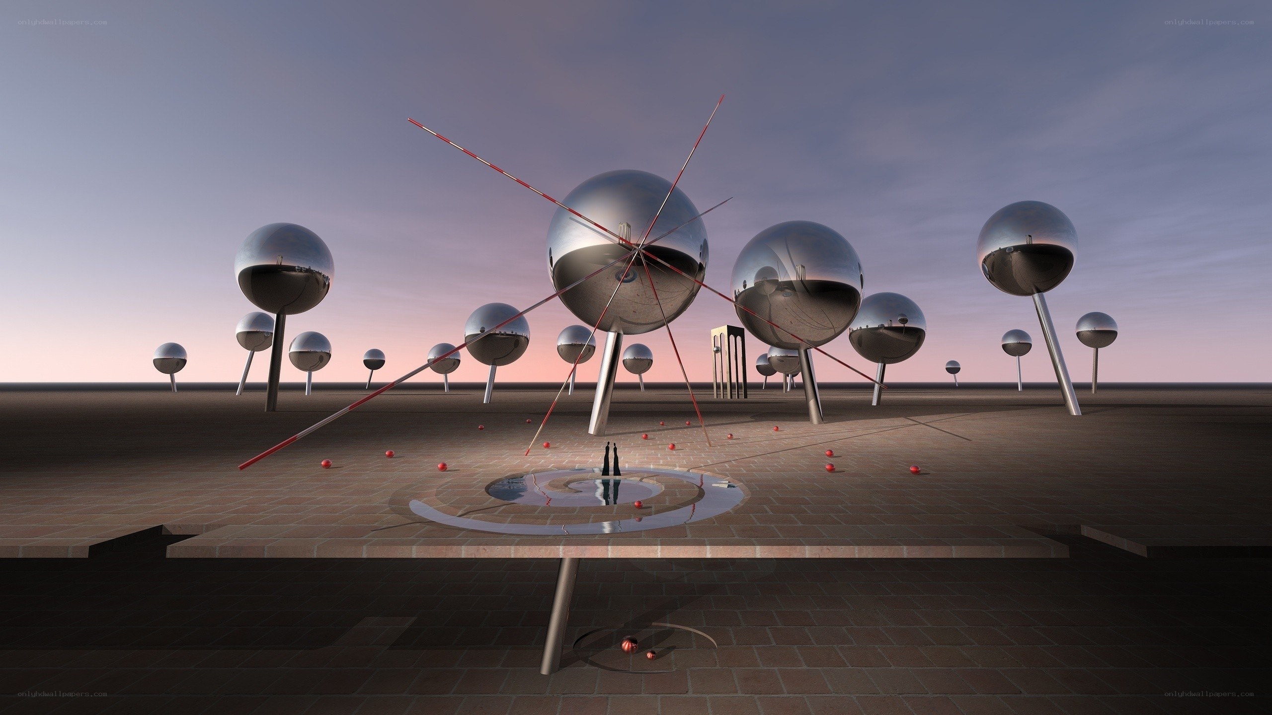 Spherical sculptures in desert