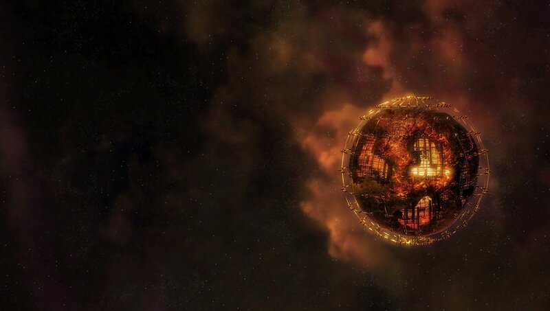 Spherical Space Station — Black, Dramatic