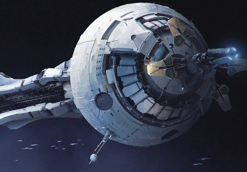 Spherical Space Station — Gray, Dramatic, Night