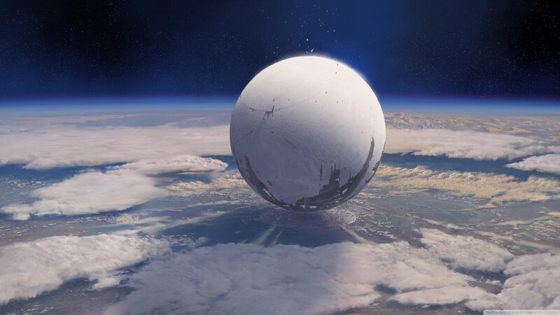 Spherical Space Station — White, Dramatic, Digital Art