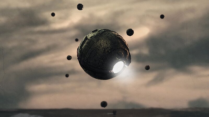 Spherical Spacecraft — Gray, Dramatic