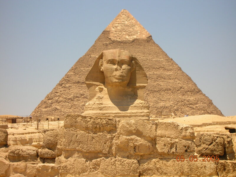 Sphinx and pyramid at Giza