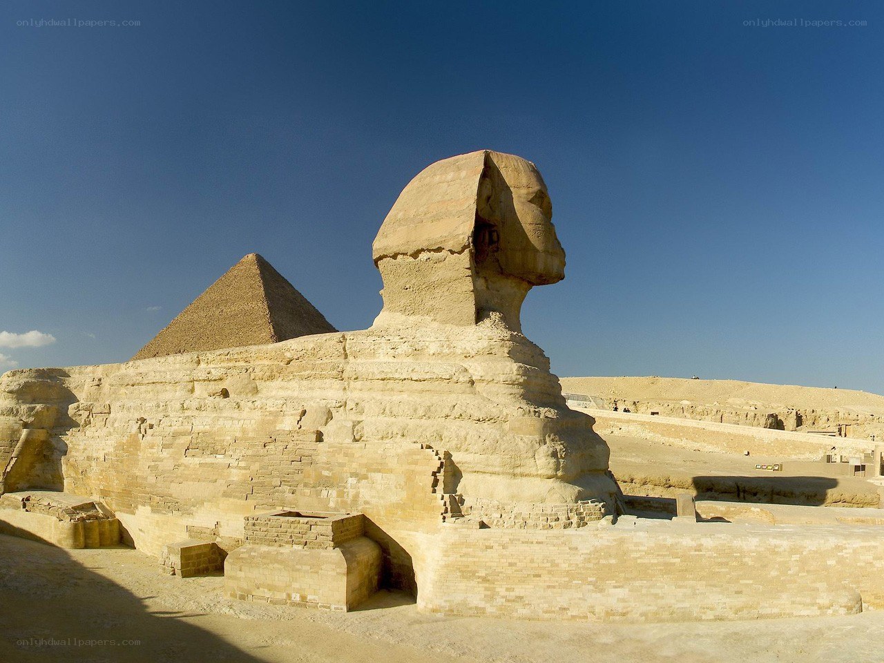 Sphinx and pyramid at Giza