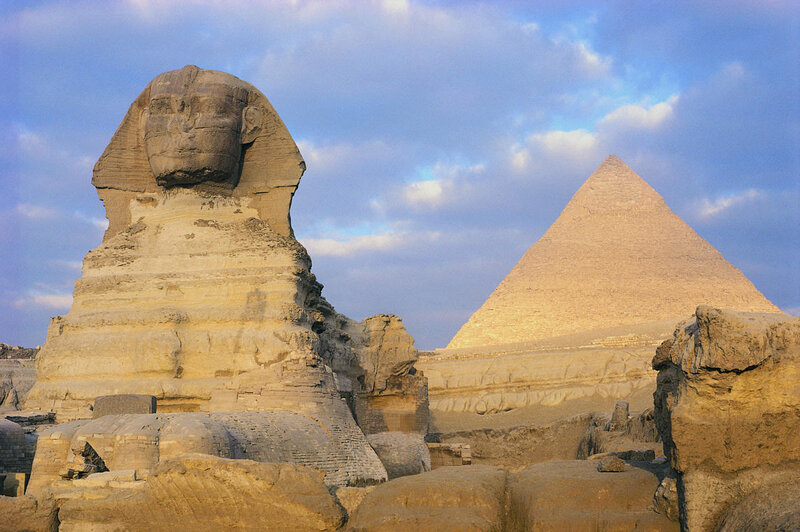 Sphinx and pyramid at Giza