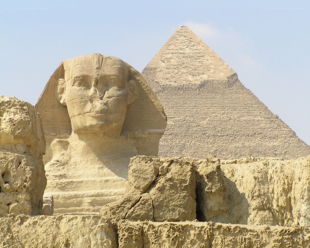 Sphinx and pyramid in Egypt