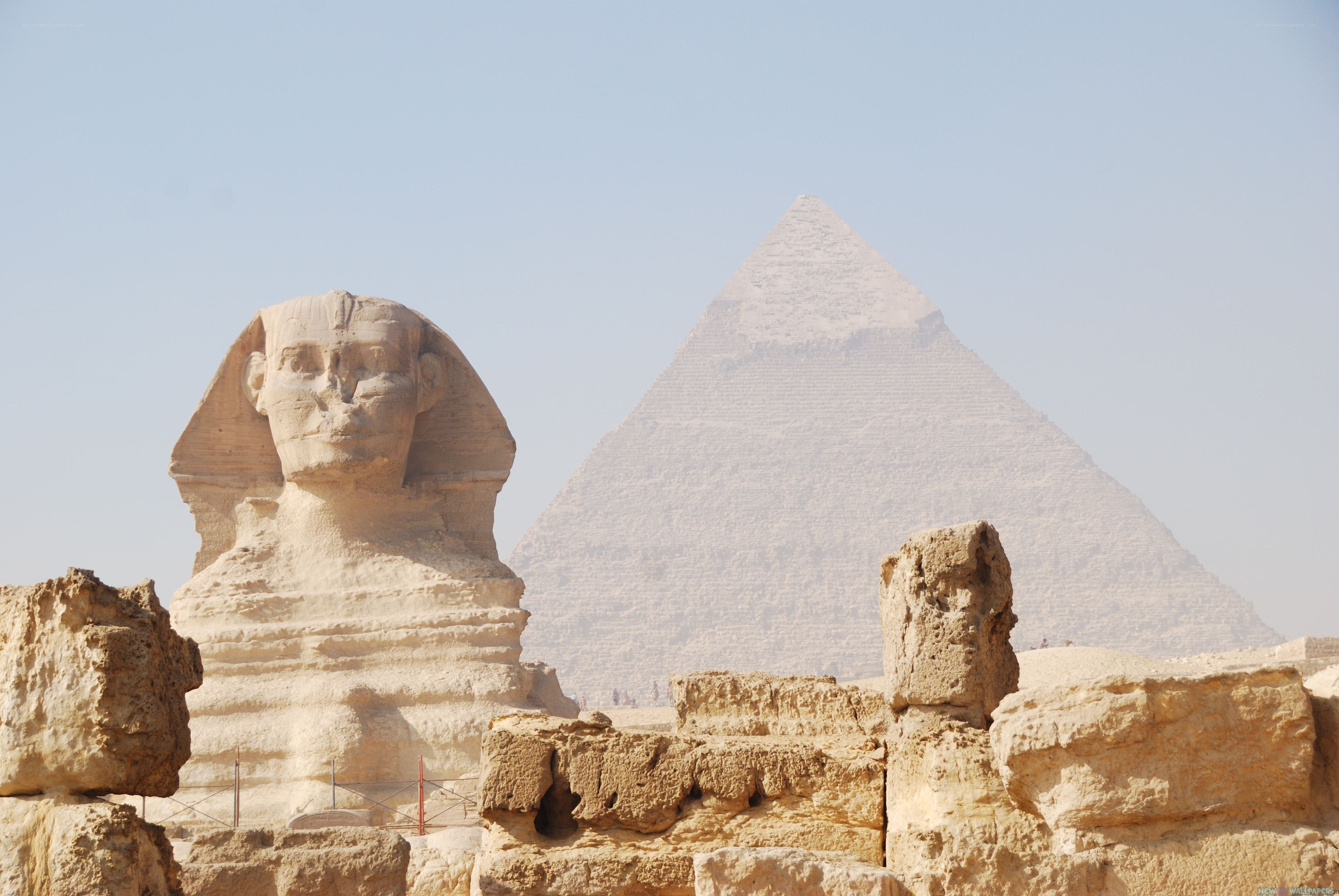 Sphinx and pyramid in Egypt