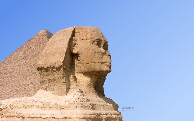 Sphinx and pyramid in Egypt