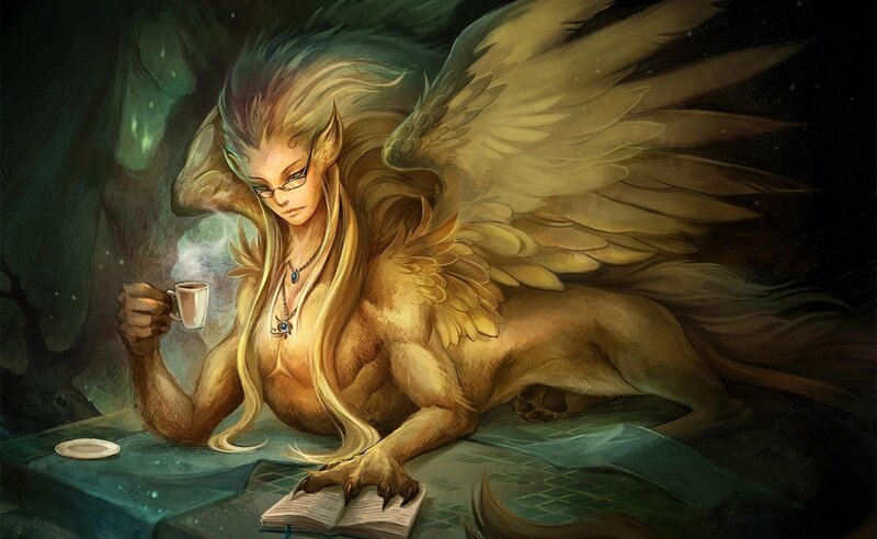 sphinx reading a book