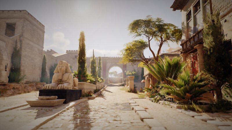 Sphinx Statue in Courtyard