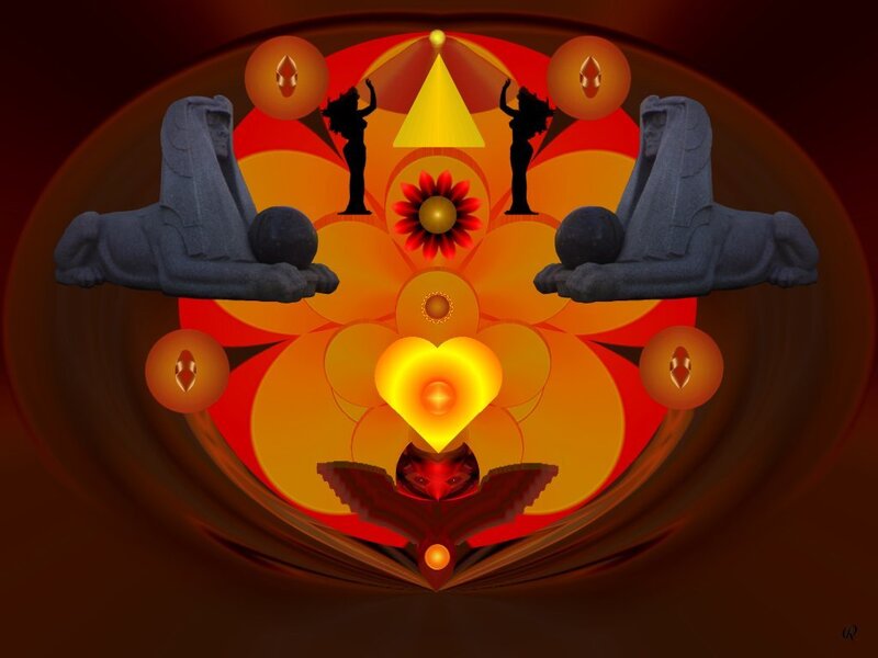 Sphinx Statues and Heart
