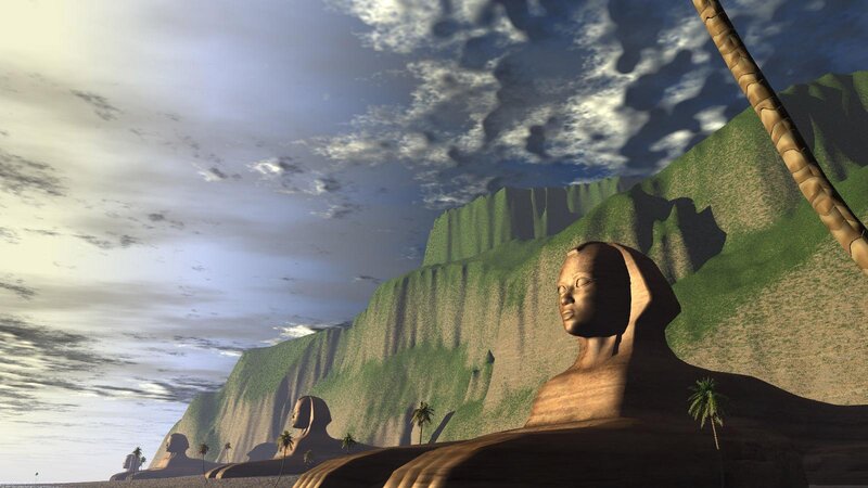 Sphinx Statues on Hillside