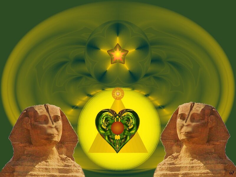 Sphinx Statues with Fractal Heart