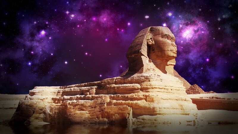 Sphinx under a starry sky
