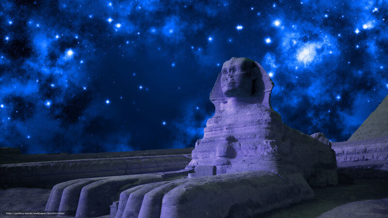 Sphinx under starry sky