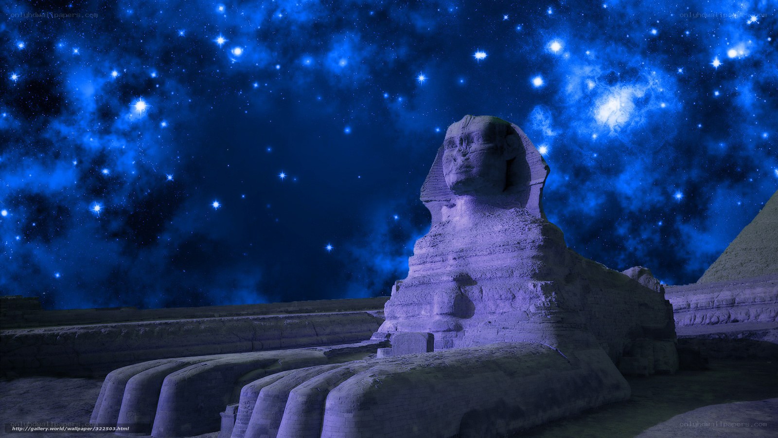 Sphinx under starry sky
